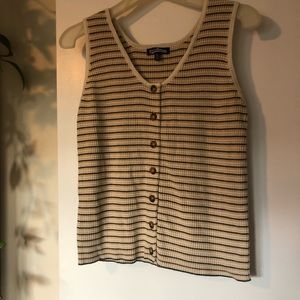 Sweater tank - green tan and white